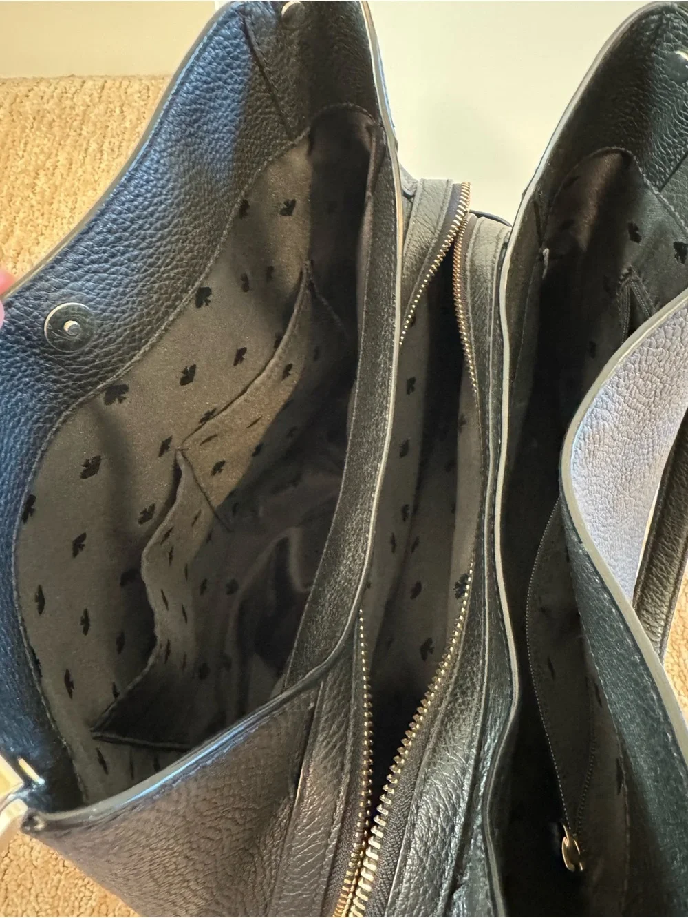 kate spade Black Pebbled Leather Shoulder Tote